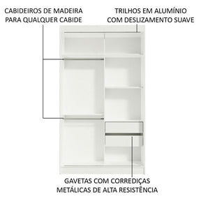 Guarda-roupa Solteiro Madesa Tokio 2 Portas De Correr 2 Gavetas