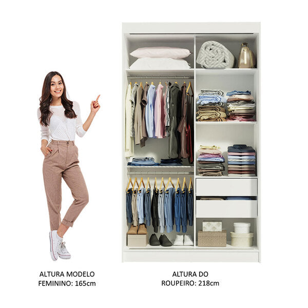 Guarda-roupa Solteiro Madesa Tokio 2 Portas De Correr 2 Gavetas